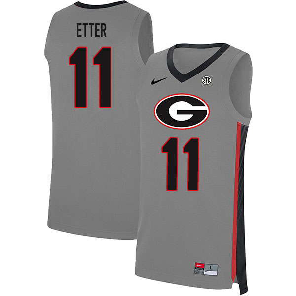 2020 Men #11 Jaxon Etter Georgia Bulldogs College Basketball Jerseys Sale-Gray